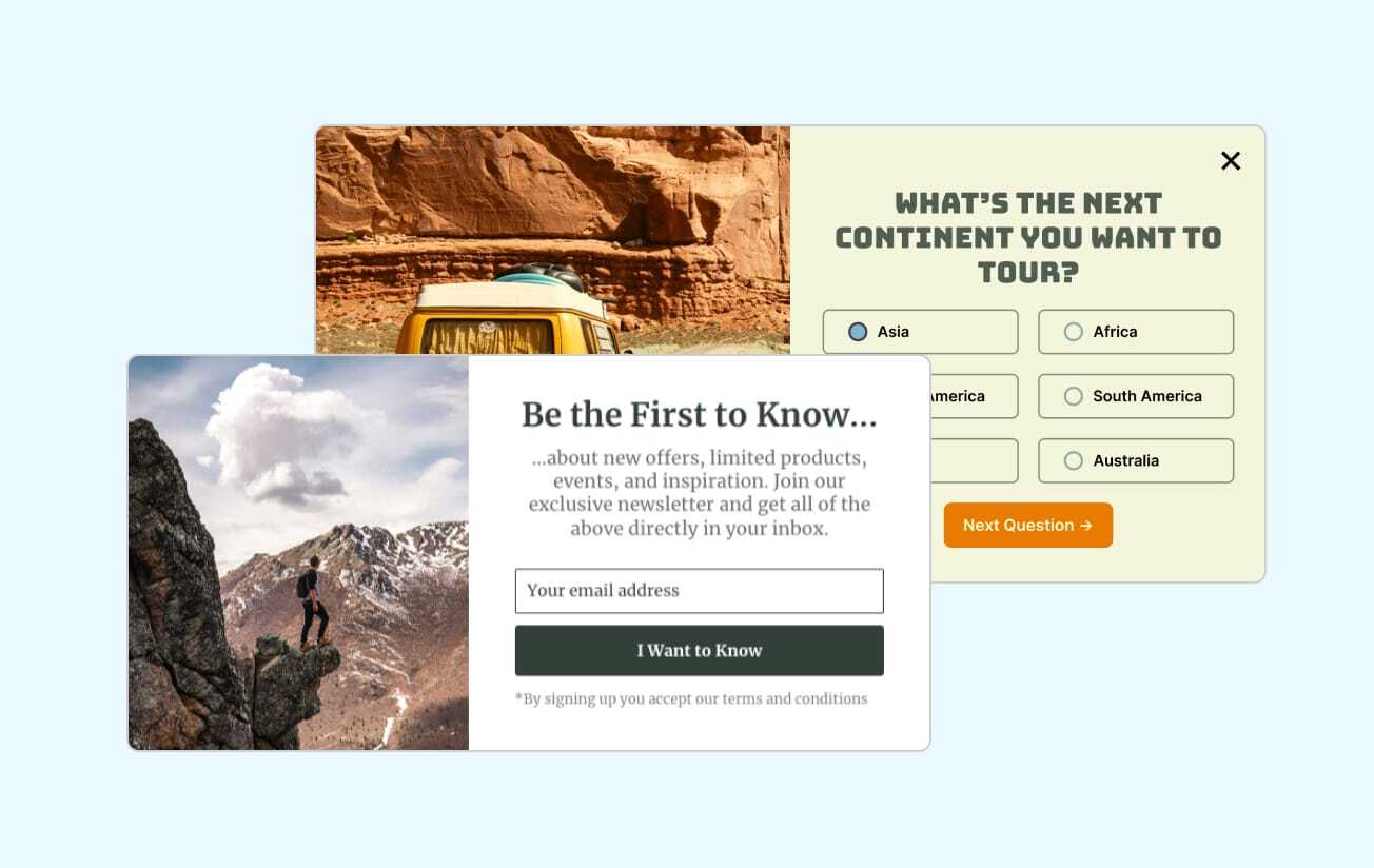 Two onsite/popup forms for tours. Two onsite/popup forms for tours.