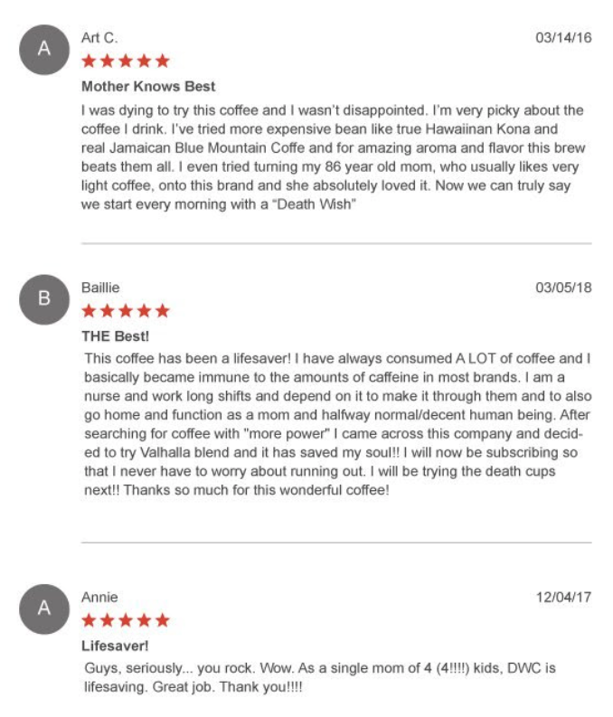 Death Wish Coffee Social Proof Email 2