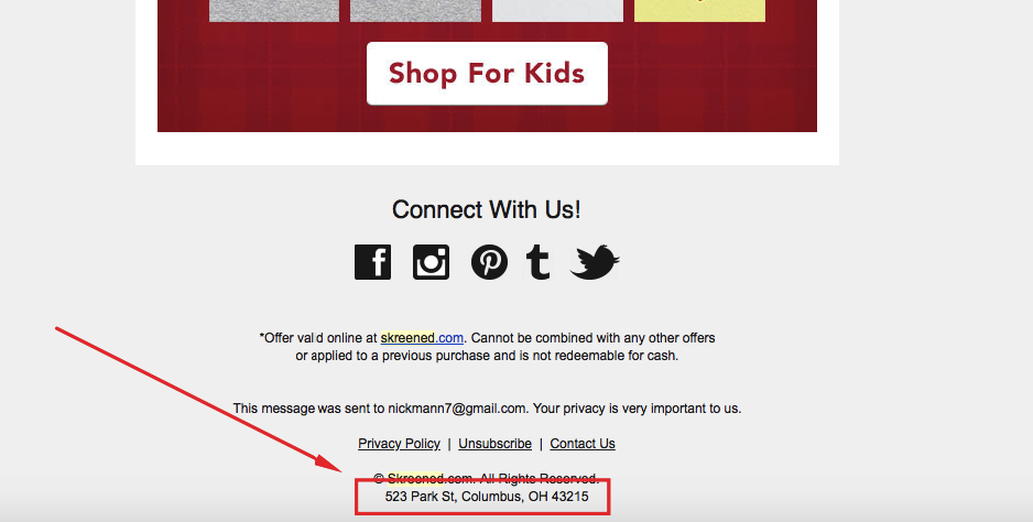 Example of an Address in an Email Footer