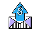 Illustration of a dollar sign on top of an arrow coming out of an envelope. Illustration of a dollar sign on top of an arrow coming out of an envelope.