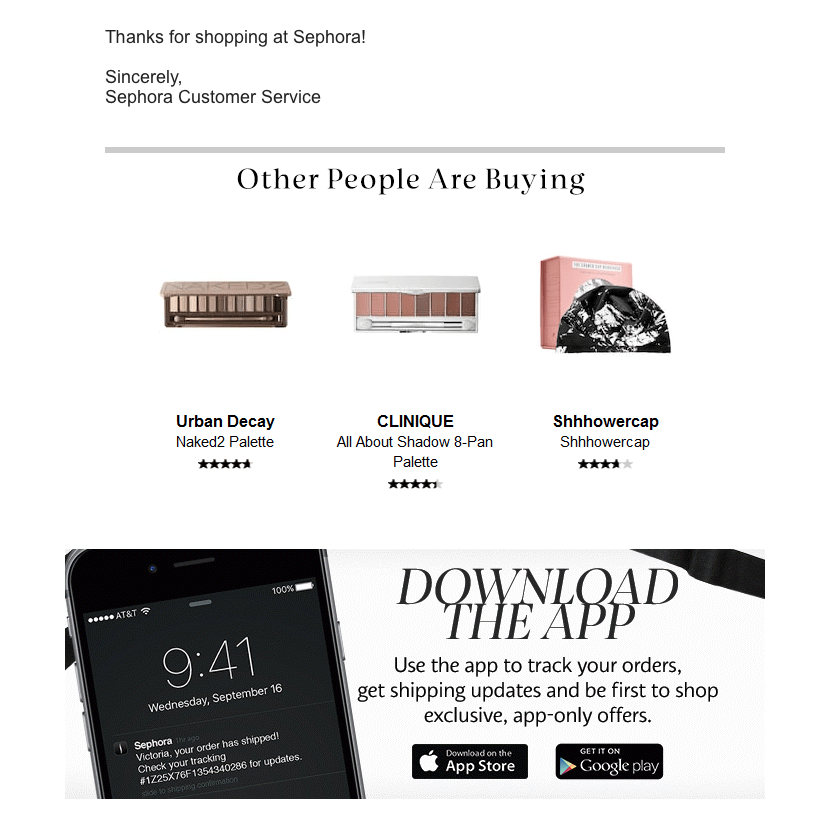 Sephora Confirmation Email