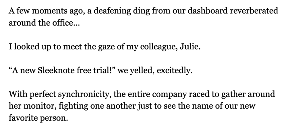 Sleeknote Email Example